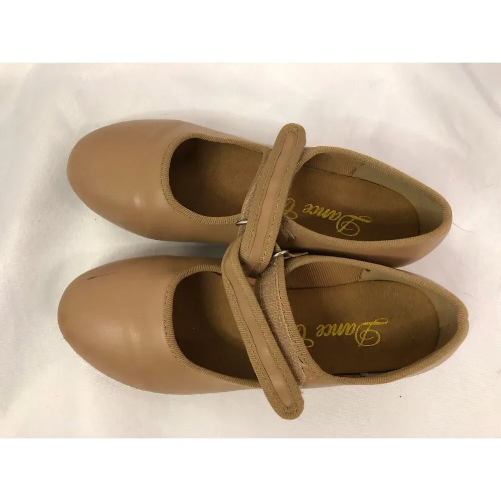 Pre-Owned Dance Tap Shoes Dance Class Child 13.5M Tan Mary Jane Easy Strap